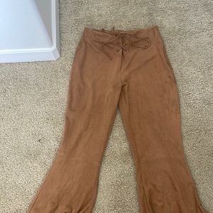Vici suede bell bottom tie up pants